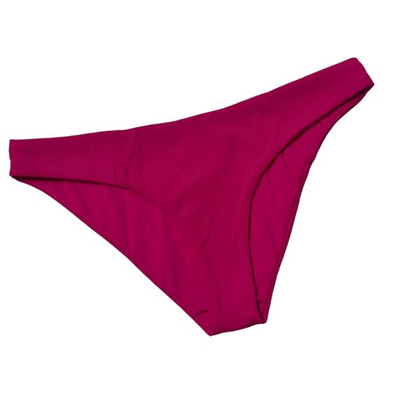L*SPACE Sandy Classic Bikini Bottom Ribbed Stretch Magenta Seamless XL NEW - Picture 4 of 8